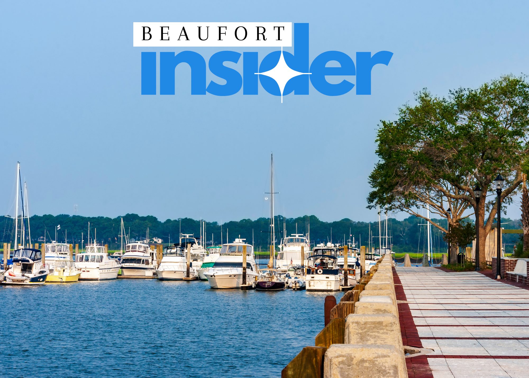 Beaufort water front with Beaufort Insider logo